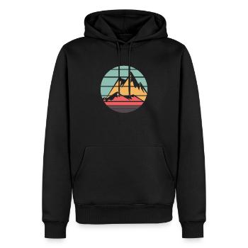 Retro Berge - Männer Premium Bio Hoodie - Schwarz - Vorne - Nico (187cm)