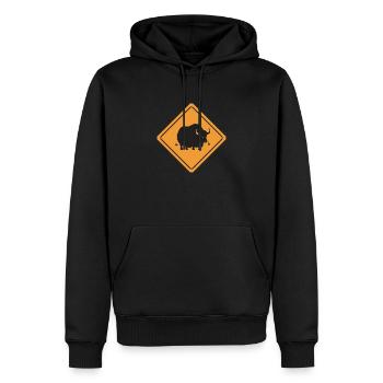 Verkehrszeichen Achtung Yak Lustige Geschenkidee - Männer Premium Bio Hoodie - Schwarz - Vorne - Nico (187cm)