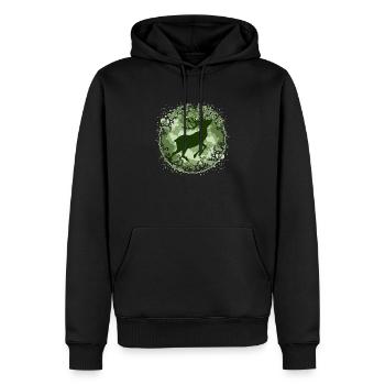 Hirsch - Männer Premium Bio Hoodie - Schwarz - Vorne - Nico (187cm)
