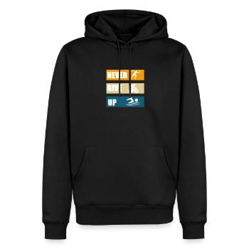 Gib nie auf - Männer Premium Bio Hoodie - Schwarz - Vorne - Nico (187cm)