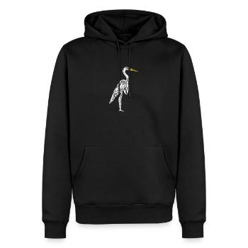 Tatouage tribal polynésien Maori Kotuku héron blanc - Sweat à capuche Premium bio Homme - noir - Devant - Nico (187cm)