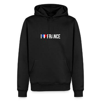 J'aime la France - Sweat à capuche Premium bio Homme - noir - Devant - Nico (187cm)