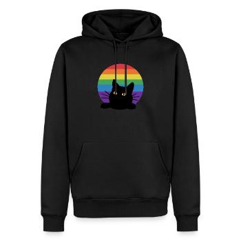 Regenbogen Katze - Männer Premium Bio Hoodie - Schwarz - Vorne - Nico (187cm)