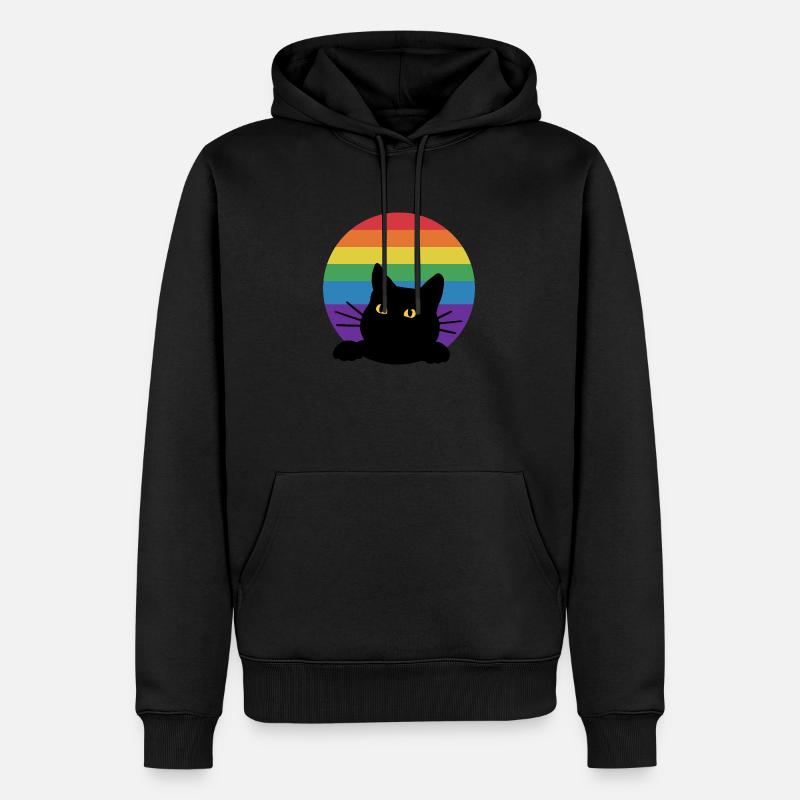Chat arc-en-ciel - Sweat à capuche Premium bio Homme - noir