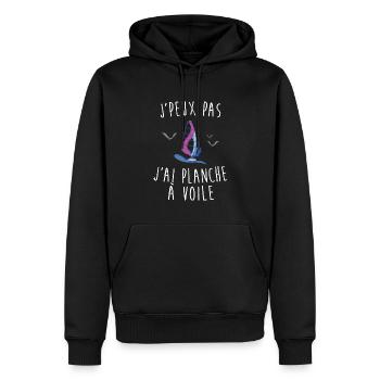 J'peux pas j'ai planche à voile - Sweat à capuche Premium bio Homme - noir - Devant - Nico (187cm)