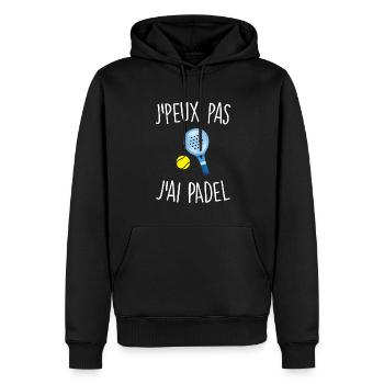J'peux pas j'ai padel - Sweat à capuche Premium bio Homme - noir - Devant - Nico (187cm)