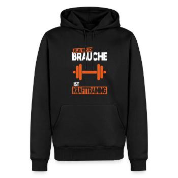 Alles was ich brauche ist Krafttraining - Männer Premium Bio Hoodie - Schwarz - Vorne - Nico (187cm)