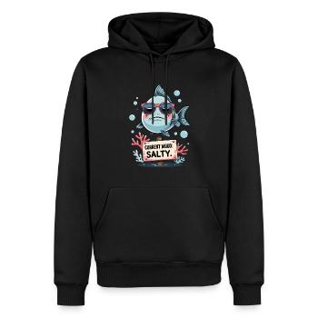 Salty Mood - Funny Fish Cartoon - Men’s Premium Organic Hoodie - black - Front - Nico (187cm)