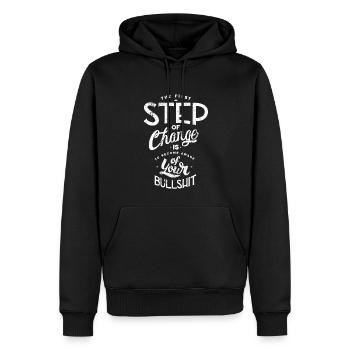 SCHWACHSINN MIST BLÖDSINN SCHEIßE SPRÜCHE MOTIV - Männer Premium Bio Hoodie - Schwarz - Vorne - Nico (187cm)