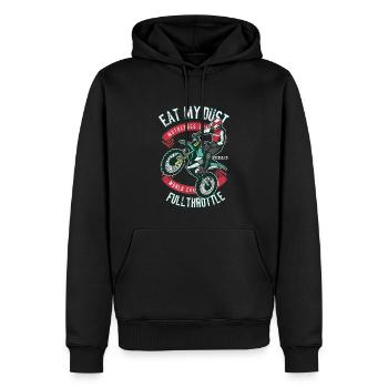 MANGEZ MON CADEAU MOTO MOTOCROSS POUSSIÈRE - Sweat à capuche Premium bio Homme - noir - Devant - Nico (187cm)