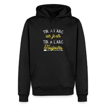tir à l arc un jour Cadeau humour personnalisé - Sweat à capuche Premium bio Homme - noir - Devant - Nico (187cm)