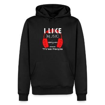 J’aime la musique et peut-être trois personnes - texte drôle - Sweat à capuche Premium bio Homme - noir - Devant - Nico (187cm)