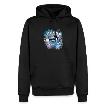 Poisson-chat Poisson-chat Poisson-chat pour les éclaboussures de peinture - Sweat à capuche Premium bio Homme - noir - Devant - Nico (187cm)