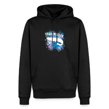 Poisson-chat Wels Waller sur des taches de couleur - Sweat à capuche Premium bio Homme - noir - Devant - Nico (187cm)