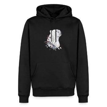 Eisbärenporträt verziert mit Weihnachtspflanze - Männer Premium Bio Hoodie - Schwarz - Vorne - Nico (187cm)