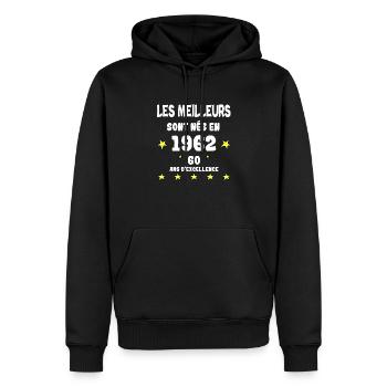 Anniversaire 60 ans - Sweat à capuche Premium bio Homme - noir - Devant - Nico (187cm)