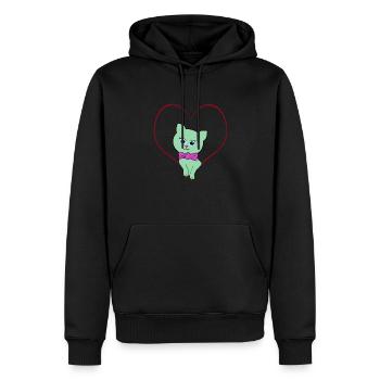 cat heart - Männer Premium Bio Hoodie - Schwarz - Vorne - Nico (187cm)