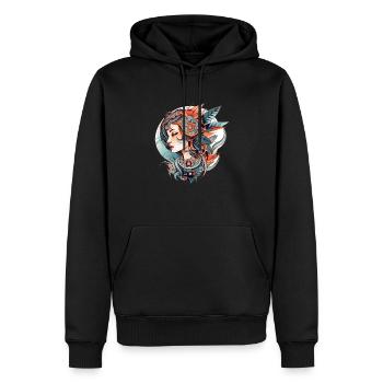 Femme Dessin de tatouage néo traditionnel - Sweat à capuche Premium bio Homme - noir - Devant - Nico (187cm)