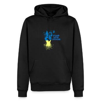 Stand with Ukraine, Ukraine, Graffiti - Männer Premium Bio Hoodie - Schwarz - Vorne - Nico (187cm)