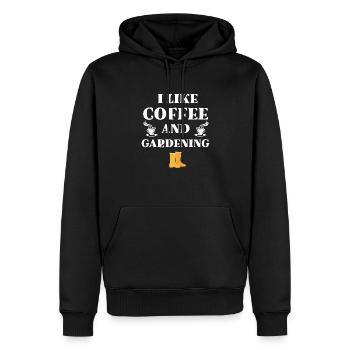 I like coffee and gardening funny gift gardener - Sweat à capuche Premium bio Homme - noir - Devant - Nico (187cm)