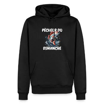 Pêcheur du dimanche. Passion Pêche.Poisson et Lac - Sweat à capuche Premium bio Homme - noir - Devant - Nico (187cm)