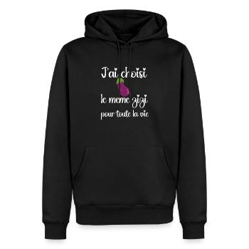 Le même zizi pour toute la vie cadeau EVJF humour - Sweat à capuche Premium bio Homme - noir - Devant - Nico (187cm)