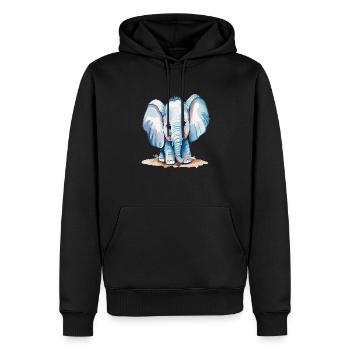 Éléphant à l’aquarelle - Sweat à capuche Premium bio Homme - noir - Devant - Nico (187cm)