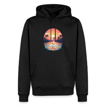 Sonnenuntergang Flamingo - Männer Premium Bio Hoodie - Schwarz - Vorne - Nico (187cm)