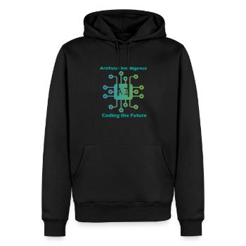 Artificial intelligence coding future - Men’s Premium Organic Hoodie - black - Front - Nico (187cm)