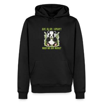 Mangez, dormez, répétez ! Faut-il en dire plus ? - Sweat à capuche Premium bio Homme - noir - Devant - Nico (187cm)
