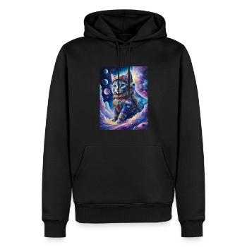 chat astronaute - Sweat à capuche Premium bio Homme - noir - Devant - Nico (187cm)
