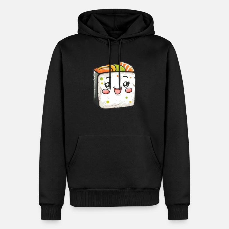 Bande dessinée de sushi drôle - Sweat à capuche Premium bio Homme - noir