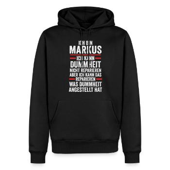 Markus - Männer Premium Bio Hoodie - Schwarz - Vorne - Nico (187cm)