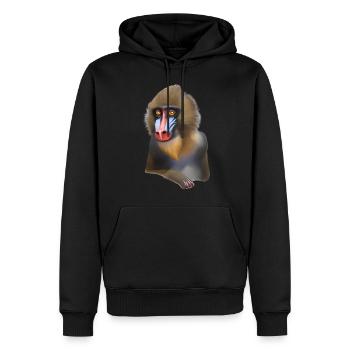 Mandrill Affe - Männer Premium Bio Hoodie - Schwarz - Vorne - Nico (187cm)