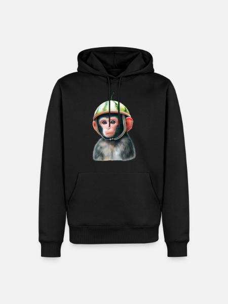 Singe à la pastèque - Sweat à capuche Premium bio Homme - noir