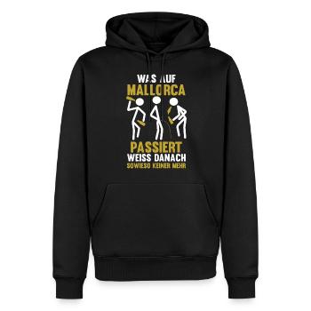 Party Urlaub Mallorca - Männer Premium Bio Hoodie - Schwarz - Vorne - Nico (187cm)