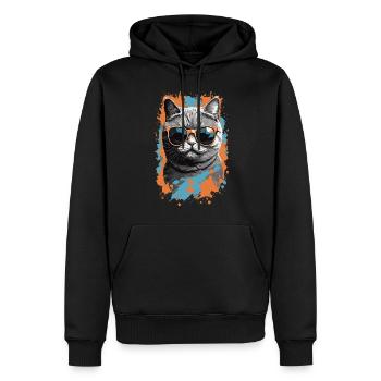 Britische Kurzhaar Katze Cooles Katzen Design - Männer Premium Bio Hoodie - Schwarz - Vorne - Nico (187cm)