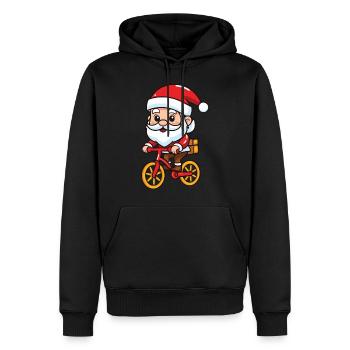 Père Noël vélo Noël - Sweat à capuche Premium bio Homme - noir - Devant - Nico (187cm)