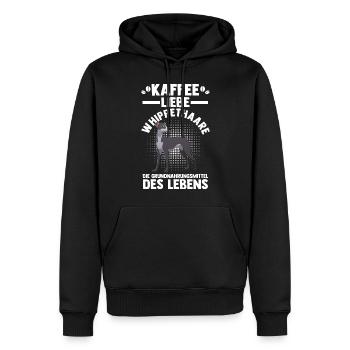 Hund Kaffee Whippet - Männer Premium Bio Hoodie - Schwarz - Vorne - Nico (187cm)
