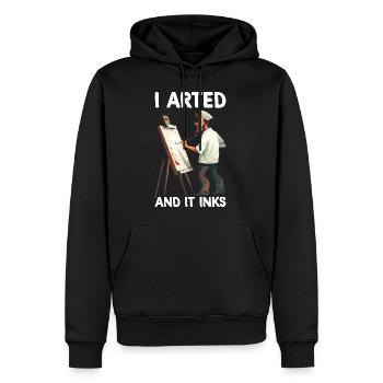 I Arted And It Inks 2 - Männer Premium Bio Hoodie - Schwarz - Vorne - Nico (187cm)