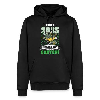 Rente 2025 Endlich Zeit Für Den Garten - Männer Premium Bio Hoodie - Schwarz - Vorne - Nico (187cm)