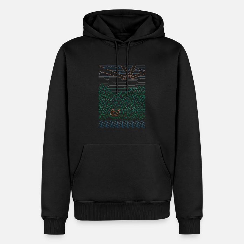 Fuchs & Wald (Landschaft) - Männer Premium Bio Hoodie - Schwarz