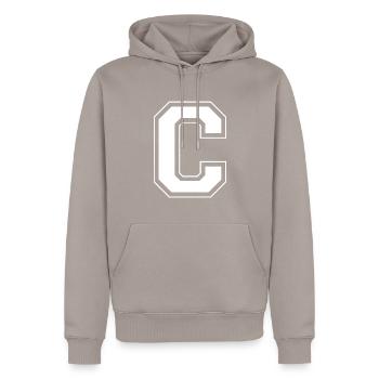 Buchstabe C - Männer Premium Bio Hoodie - Taupe - Vorne - Nico (187cm)