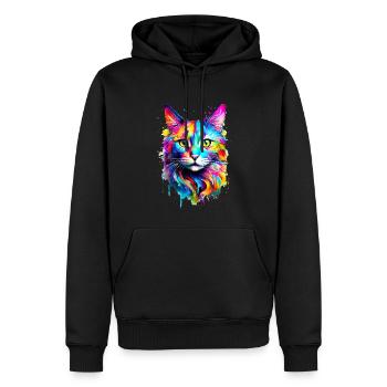Chat domestique peint - Sweat à capuche Premium bio Homme - noir - Devant - Nico (187cm)
