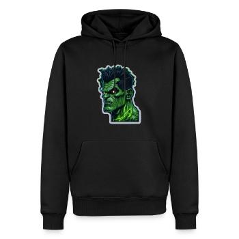 Monstre vert Halloween - Sweat à capuche Premium bio Homme - noir - Devant - Nico (187cm)