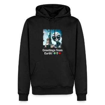 Aliens à New York - Statue Selfie Saga - Sweat à capuche Premium bio Homme - noir - Devant - Nico (187cm)