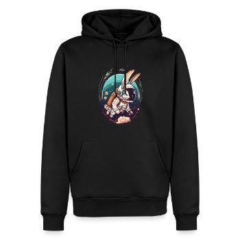 Lapin dans l’espace - Sweat à capuche Premium bio Homme - noir - Devant - Nico (187cm)