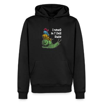 Immer mit der Ruhe mit Schnecken und Spruch - Männer Premium Bio Hoodie - Schwarz - Vorne - Nico (187cm)