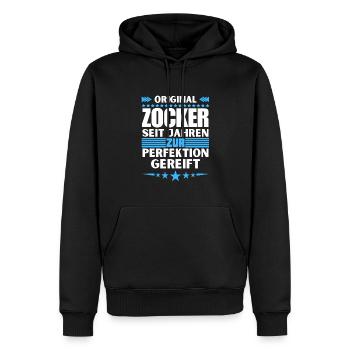 Zur Perfektion gereifter Zocker - Männer Premium Bio Hoodie - Schwarz - Vorne - Nico (187cm)