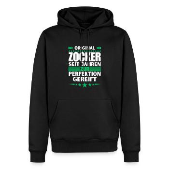 Les joueurs ont mûri à la perfection - Sweat à capuche Premium bio Homme - noir - Devant - Nico (187cm)
